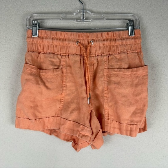 Athleta Orange Cabo 100% Linen 4” Athleisure Shorts Size 0 - Picture 1 of 6